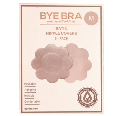 Osłonki materiałowe - Bye Bra Satin Nipple Covers M Nude 3 pary